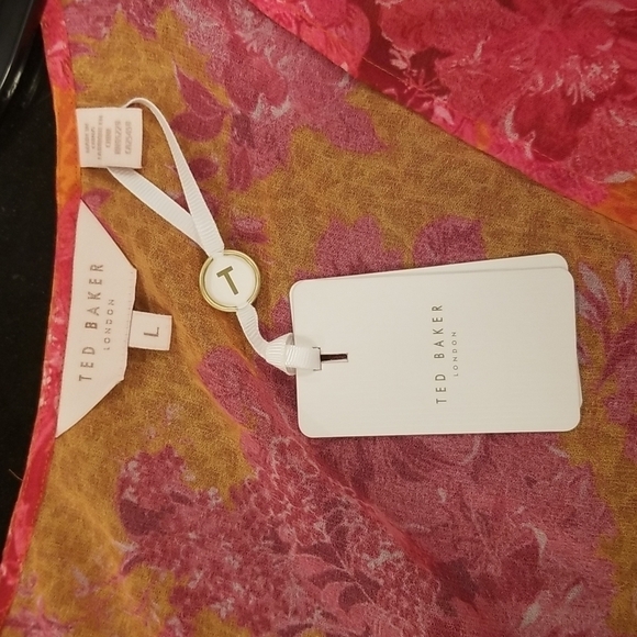 💕TED BAKER💕 Rosaliy Full Length Swim  Cover Up ~ Bright Pink Print Large NWT - Picture 15 of 16